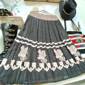 NEW Semi sheer midi boho skirt w burned out floral fabric & enchanting vibe